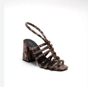 New! FREE PEOPLE Colette Cinched Block Heel Sandals in Python Sz 37 US 6.5